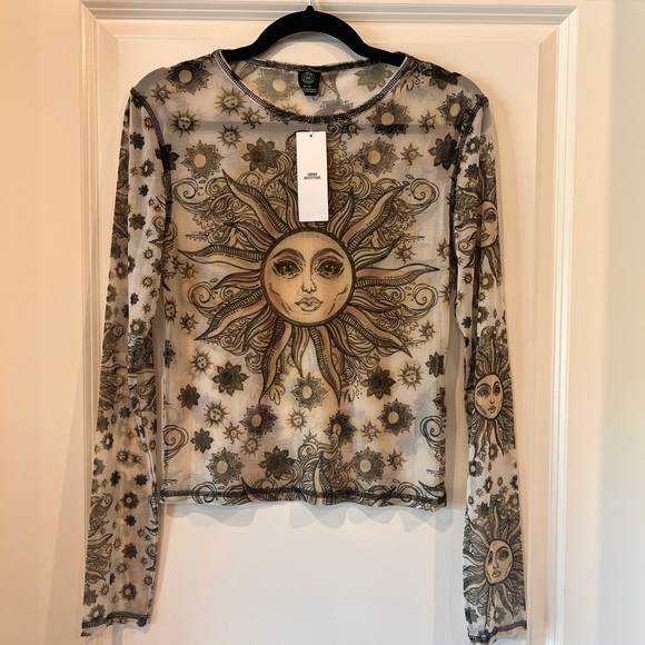 Urban Outfitters Tops - NWT Urban Outfitters “Celestial Sun” Sheer Top - Size XL